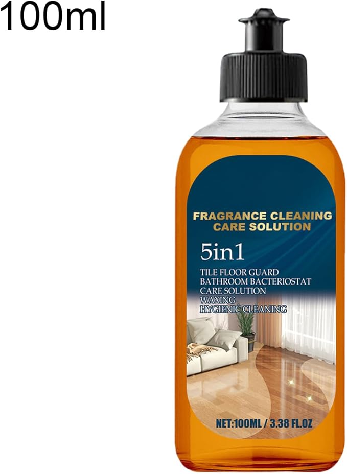 5-in-1 Glossy Floor Cleaner - Fragrance Cleaning And Care Liquid | Dual-Action Stain Remover And Deodorizer | Hardwood Repairer With Long-Lasting Gloss | For Tiles Marble Wood Laminate