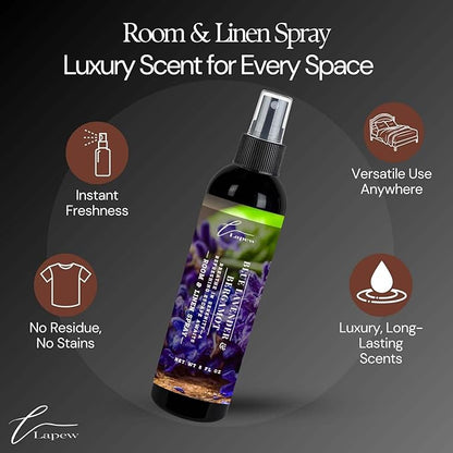 Lapew Room & Linen Spray | Fragrance Mist for Home, Car & Office | Fabric & Air Freshener | Neutralizing Mist | Made in USA | Blue Lavender & Bergamot