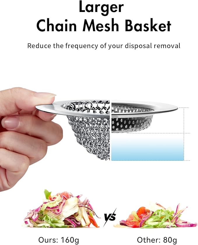 Wokdada 2 PCS Kitchen Sink Drain Strainer, Flippable Mesh Sink Strainer, 304 Stainless Steel Sink Screen, Easy Clean Large Basket Strainer, Anti-Clog Garbage Disposal Cover Fit for Standard Sink Drain