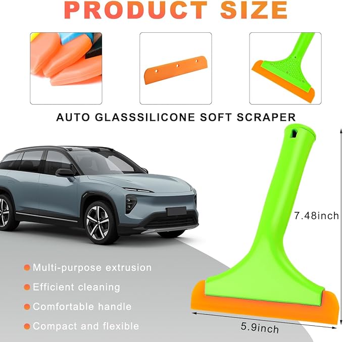 Small Silicone Window Squeegee, 5.9 Inch Car Windshield Water Blade Squeegee with Non-Slip Handle, All-Purpose Cleaning Squeegee for Car Windshield, Window, Mirror (Light Green)