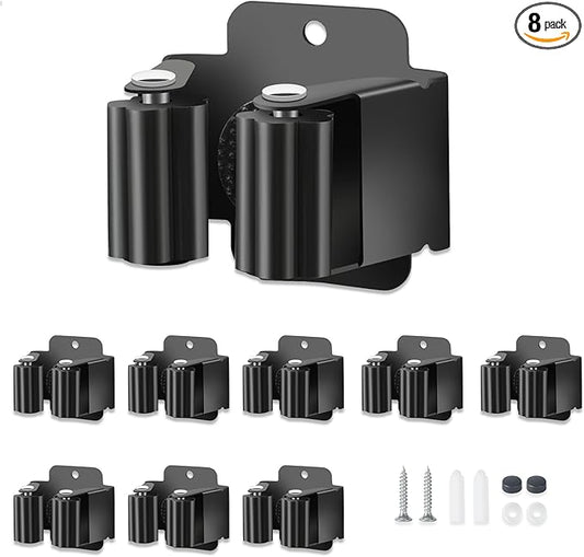 8 PCS Broom Holder Wall Mount, Upgraded Heavy Duty Mop and Broom Holder Wall Mount, Stainless Steel Broom Hanger Mop Holder Rack for Kitchen Laundry Garden Tool Organizer