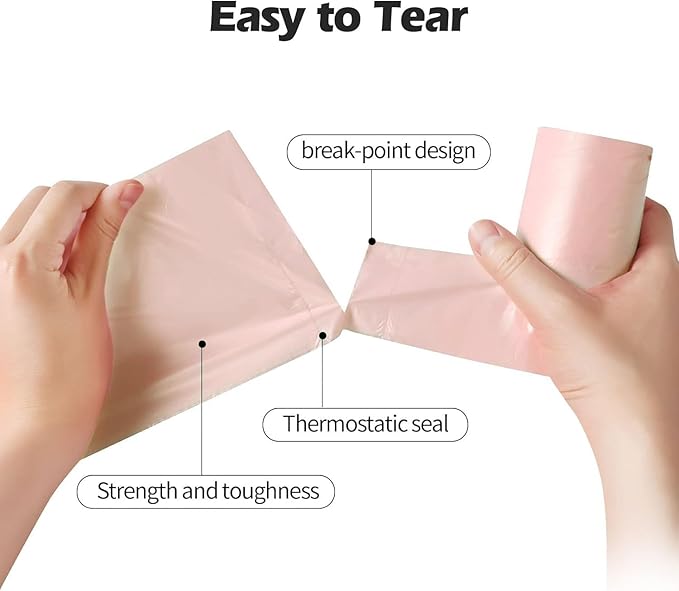 4 GALLON Bathroom Trash Bags 100 Counts Small HANDLES Garbage Bags for Office, Kitchen,Bedroom Waste Bin,Colorful Portable Strong Rubbish Bags (Rose gold 100Counts)