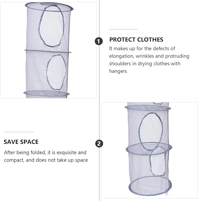 Levemolo 1pc Foldable Mesh Hanging Drying Basket Organizer for Laundry Toys Items Space-Saving Ventilated Storage Gray