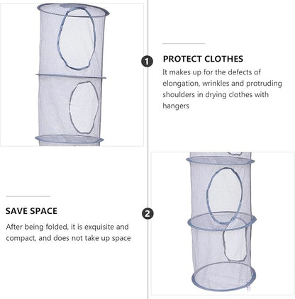 Levemolo 1pc Foldable Mesh Hanging Drying Basket Organizer for Laundry Toys Items Space-Saving Ventilated Storage Gray