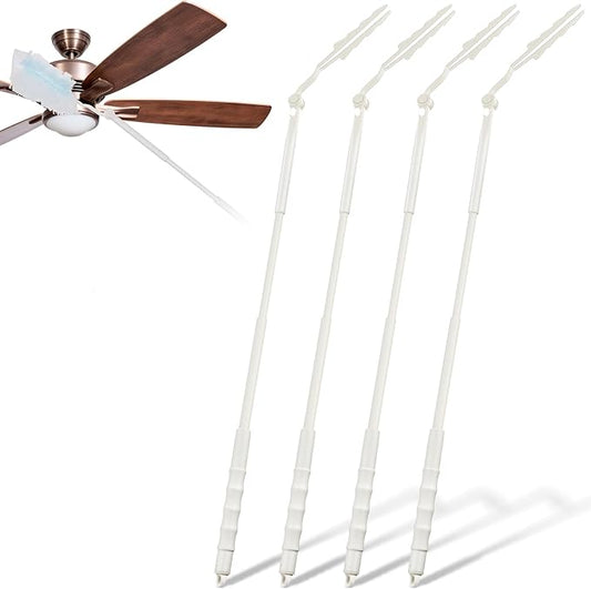 Colingmill 4 Pcs 3 ft Replacement Handles Compatible with Duster Refills, Extendable Long Extended Handle Only, Adjustable Length for Ceiling Fans, Blinds, Shelves, Windows (White)