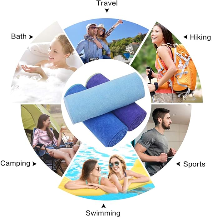 SINLAND Microfiber Gym Towels Super Absorbent Compact Travel Workout Towel Quick Dry Camping Sweat Towel for Sports Beach Swimming Backpacking Hiking and Yoga Men Women 16 Inch X 32 Inch