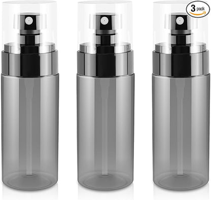 3Pack Small Spray Bottle, 2.7oz Black Plastic Fine Mist Mini Spray Bottles, Empty Refillable Travel Bottles for Hair, Cleaning, Salons, Planting, Skin Care