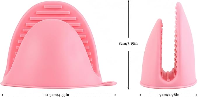 1 Pair Pink,Mini Silicone Oven Gloves, Mini Finger Protector Pot Holder for Kitchen,Cooking,Baking,BBQHeat Resistant Gloves，can be Washed in The Dishwasher