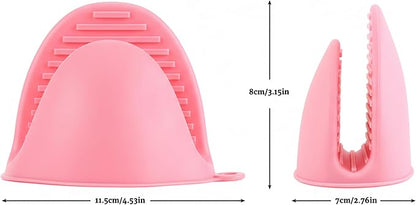 3 Pairs (Blue, Pink, Orange), Mini Silicone Oven Gloves, Mini Finger Protector Pot Holder for Kitchen,Cooking,Baking,BBQHeat Resistant Gloves，can be Washed in The Dishwasher