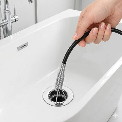 Flexible Drain Clog Remover Tool, Extra Long Plumbing Snake Hair Catcher with 4-Prong Grabber Claw, Heavy-Duty Spring Reacher for Kitchen Sink, Bathroom Tub, Sewer & Dropped Items (63 inch)