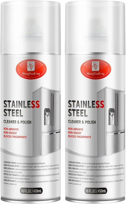Stainless Steel Cleaner & Polish （17OZ Pack of 2）- Quick Shine, Streak-Free Formula - Safe for Appliances, Cookware, Sinks - Restores Shine - Eco-Friendly