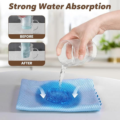 Fish Scale Streak Free Miracle Cleaning Cloth, 2025 New Reusable Microfiber Glass Cleaning Cloth for Kitchen and Auto, Lint Free Cloth Quickly Clean for Windows Glasses Windshields Mirrors (5)