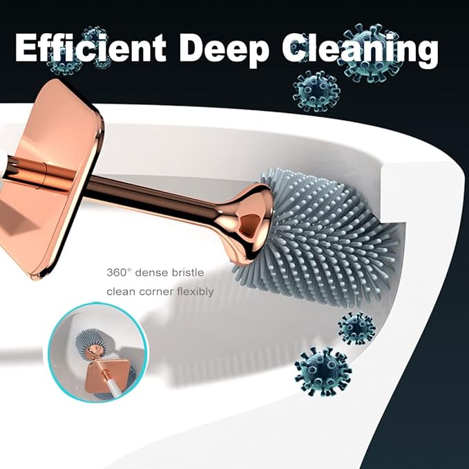 Silicone Toilet Brush, Toilet Brush and Holder, Toilet Cleaning Brush, Wall Mounted Toilet Brush for Bathroom Elegant, Durable (Black)