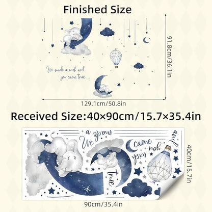 Wall Stickers Decals Kids Peel and Stick Removable for Nursery Kids Bedroom Living Room décor Boys Playroom (Blue Dream)
