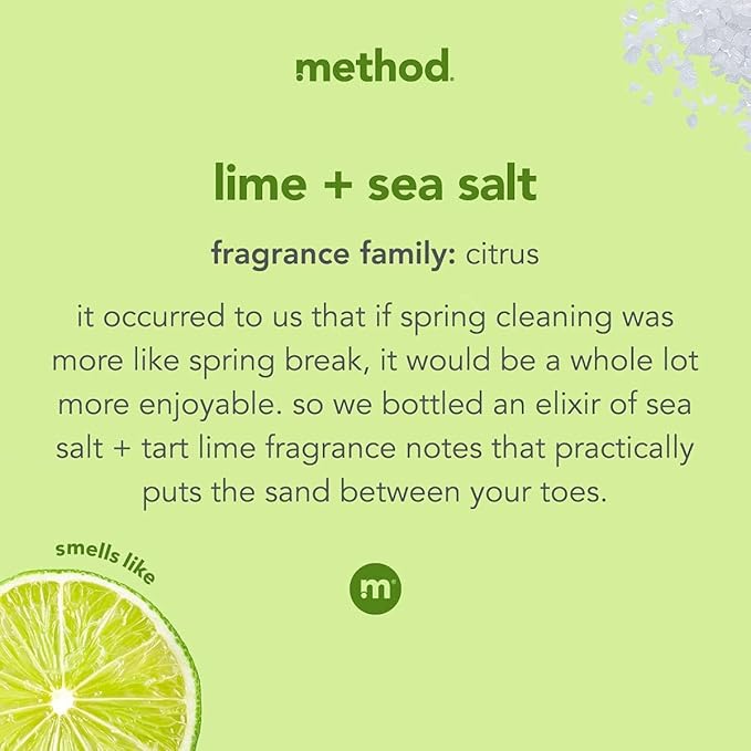 Method Dish Soap, Lime + Sea Salt, Tough on Grease, 18 Fl Oz (Pack of 1)