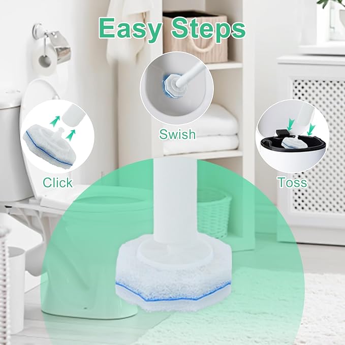 50pcs Disposable Toilet Wand Refills for Clorox,Replacement Brush Heads Compatible with Most Toilet Wand Refill System,Upgrade Fiber Cleaner Heads for Closestool Cleaning（not Included Brush Rod）