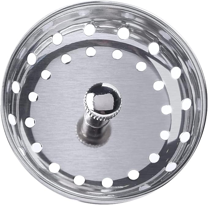 Kitchen Sink Basket Strainer Replacement for US Standard Drains (3-1/2 Inch), Premium Brushed Stainless Steel Body W/Rubber Stopper 1 Pack