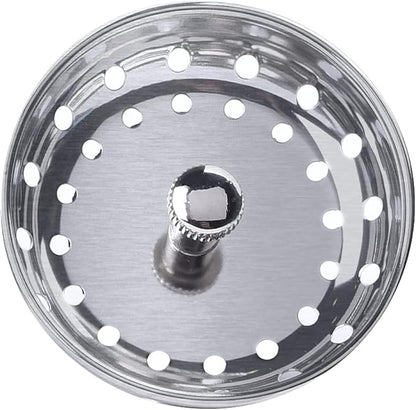 Kitchen Sink Basket Strainer Replacement for US Standard Drains (3-1/2 Inch), Premium Brushed Stainless Steel Body W/Rubber Stopper 1 Pack