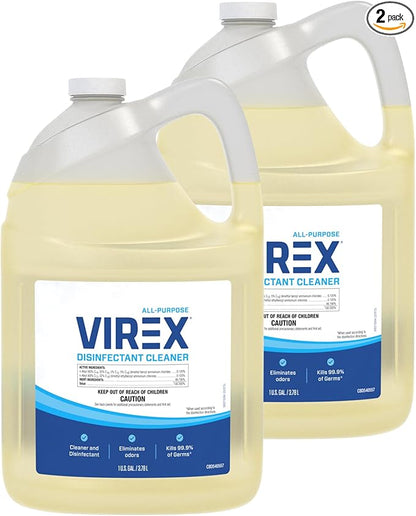 VIREX Diversey CBD540557 All Purpose Disinfectant Cleaner, For Home & Commercial Use, Kills 99.9% of Germs, Multi-Surface, Lemon Scent, 1 Gallon (Pack of 2)