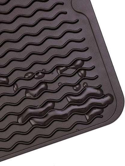 MicoYang Silicone Dish Drying Mat for Multiple Usage,Easy clean,Eco-friendly,Heat-resistant Silicone Mat for Kitchen Counter or Sink,Refrigerator or drawer liner Coffee L 16 inches x 12 inches