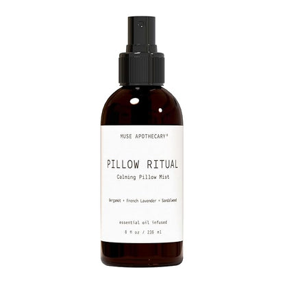 Muse Apothecary Pillow Ritual - Aromatic, Calming and Relaxing Pillow Mist, Linen and Fabric Spray - Infused with Natural Aromatherapy Essential Oils - 8 oz, Bergamot + French Lavender + Sandalwood
