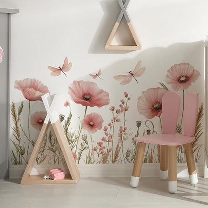 3D Wall Stickers Pink Floral Wall Art Decal Decor for Bedroom Living Room Offices Home Decoration