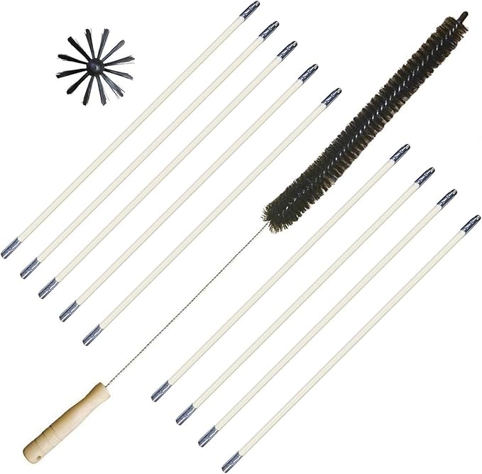 Flexible Clothes Dryer Lint Remover Vent Trap Exhaust Cleaner Kit Clean Brush Gas Electric Fire Prevention Refrigerator Coil, Fireplace Chimney Brushes, Use with or Without Power Drill