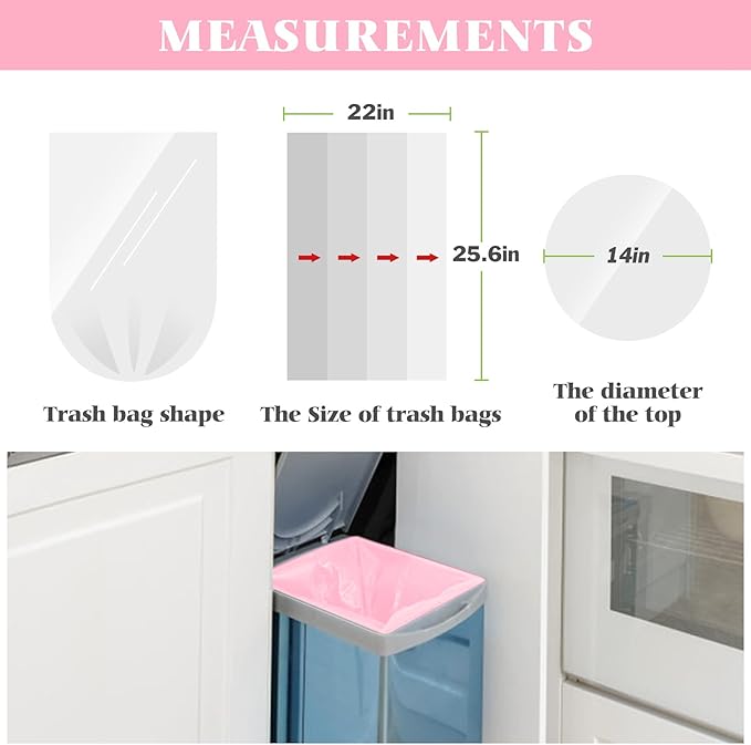 8 Gallon 200 Counts Clear Colorful Trash Bags Kitchen Garbage Bags by Teivio, fit 25-30Liter Bathroom Trash Can Bin Liners, Plastic Bags for home office kitchen，Multicolor