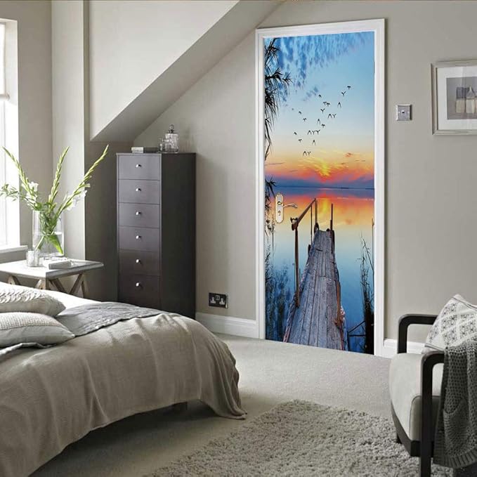3D Door Stickers Murals - Peel & Stick Wallpaper Self-Adhesive Decals Removable PVC Waterproof Bedroom Living Room 31.5" x 78.7"