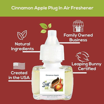 Scent Fill Cinnamon Apple Plug in Air Freshener, Scented Oil Refills, 2 Refills + Diffuser