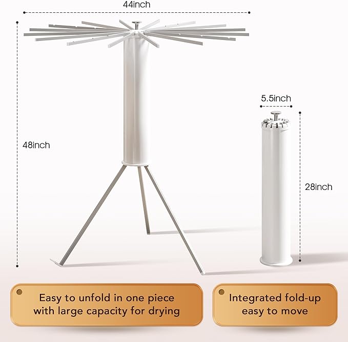 Tripod Clothes Drying Rack,Space Saving Laundry Drying Rack,Drying Rack Clothing Foldable,Clothes Dryer Rack,Folding Cloth Rack for Laundry,16 Aluminium Poles