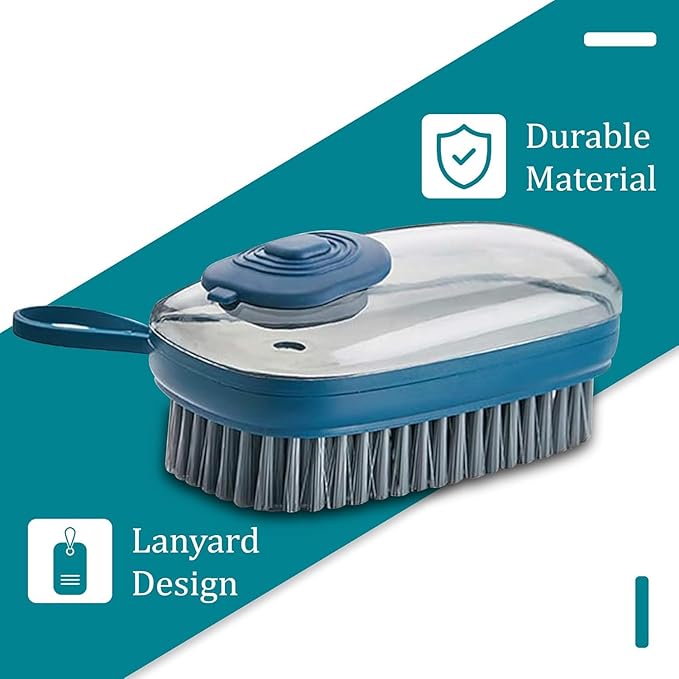Multi-Functional Cloth Brush for Washing Clothes Kitchen Dish Cleaning with Liquid Dispenser | Soft Bristles for Laundry Shoe Cleaning Washing Pot Tile Cleaning | Multi Color (Pack of 1)