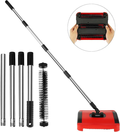Push Carpet Sweeper, Carpet Floor Sweeper, Manual Carpet Sweeper Cleaner, Non Electric Carpet Broom Sweeper, Rug Roller Brush Push, Rug Cleaner Brush for Cleaning Pet Hair Loose Debris Lint