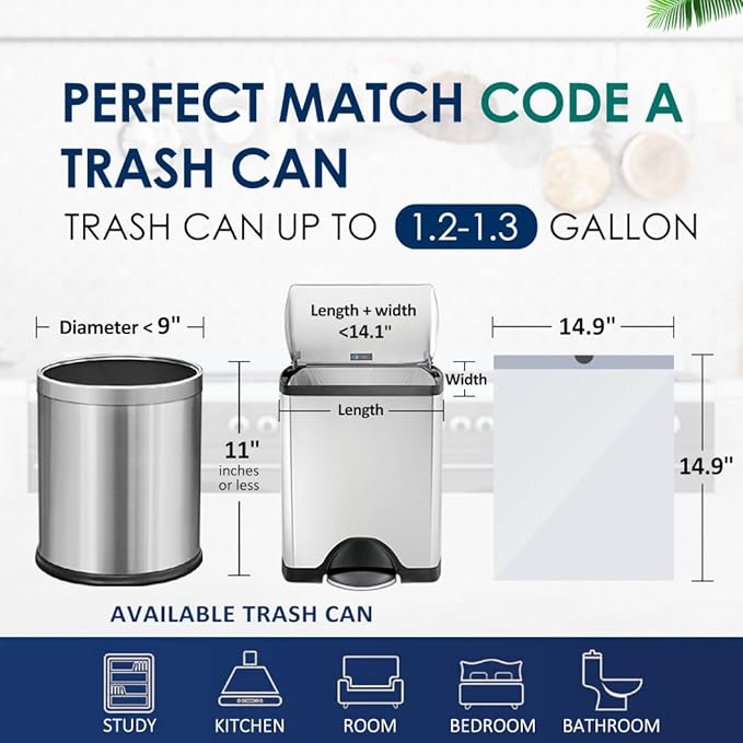 120 Counts 1.2 Gallon Mini Drawstring Trash Bags Garbage Bags by RayPard, Small Strong Plastic Bags fit 4-5L Trash Can for Home Office Kitchen Bathroom Bedroom, White Waste Basket Liners