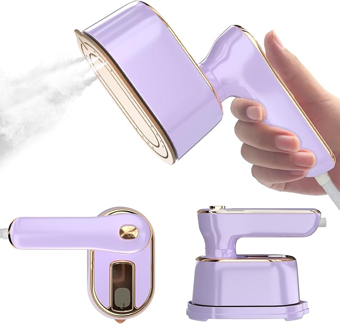 Travel Steamer Iron for Clothes Mini - Portable Ironing Machine Travel Small Size Portable Steamer Travel College Dorm Home Essentials (Purple)