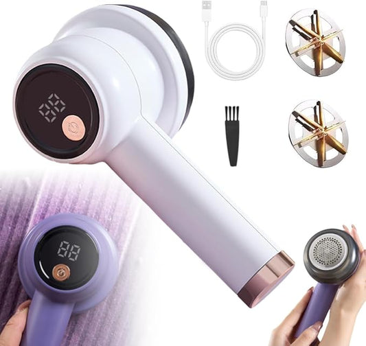 Rechargeable Fabric Shaver Fuzz Remover, 2025 New Electric Lint Remover Shaver, 3 Modes Lint Remover for Clothes, Digital LED Display to Remove Pilling for Clothes Furniture Couch (White)