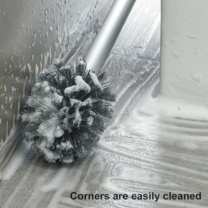 Toilet Bowl Brush and Holder,Toilet Brush with Crevice Cleaning Brushes,No Dead Corner Clean Wall Mounted Compact Toilets Brushes Set,Durable Bristles for Bathroom,RV(White Grey)