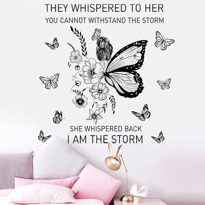 Inspirational Wall Art Positive Quotes Wall Decor Motivational Wall Decals Saying Quotes Wall Stickers Peel and Sticker Wall Decoration Flower Vine Butterfly Wall Sticker for Bedroom Living Room Home Office.