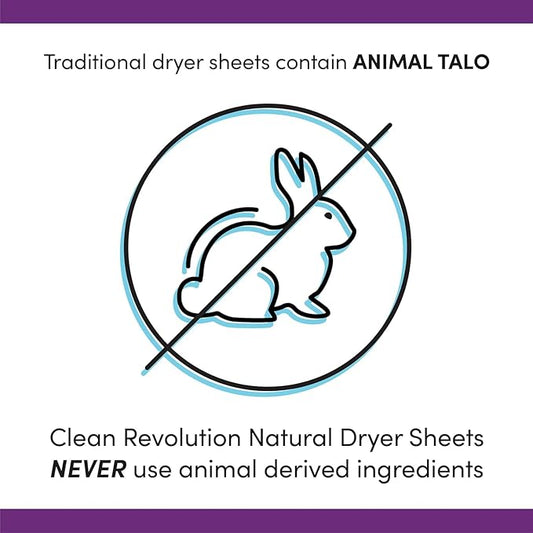 Clean Revolution Natural Fabric Softener Dryer Sheets, 80 Sheets, 160 Loads, Seaside Lavender, Naturally Derived, Sensitive Skin Safe, Made in the USA (Pack of 2)