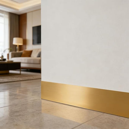 Self-Adhesive Wall Trim with Mirror Finish, 3.93" x 196.8" Peel and Stick PVC+XPE Wallpaper Borders, Waterproof Baseboard Cover for Bathroom, Kitchen, Bedroom, 1 Pc