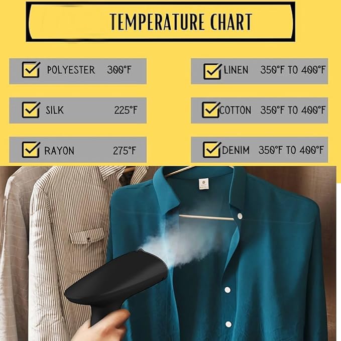 Travel Garment Steamer, Handheld Steamer for Clothes, Fast Heat-Up in 30 Seconds, 1000W Portable Steamer with 120ml Water Tank, Removes Wrinkles from Clothes, Garments, and Fabrics