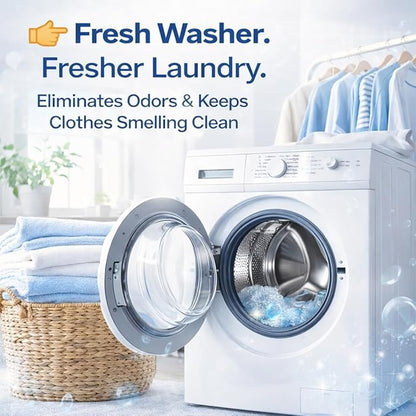 Washing Machine Cleaner Descaler Tablets 24 Pack – Deep Cleaning for HE Front Load and Top Load Washers – Septic Safe Eco Friendly Deodorizer for Drum and Tub Seal