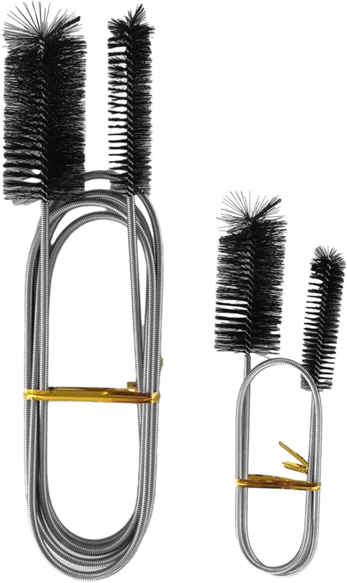 Flexible Long Drain Brush Set, Stainless Steel Tube Cleaning Brushes for Kitchen, Sink, Drain Pipe and Long Pipe Cleaning, with Large Double Elastic Nylon Ends(Color:Black)