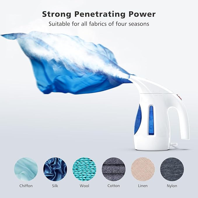 HiLIFE Steamer for Clothes, Portable Handheld Design, 240ml Big Capacity, 700W, Strong Penetrating Steam, Removes Wrinkle, for Home, Office(ONLY FOR 120V) (Ocean Blue)