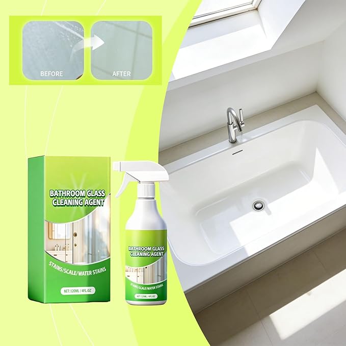 Bathtub Cleaner - Daily Shower Cleaner 120ml Spray, Multipurpose Anti-Fog Formula For Clarity, Remove Dirt Grime Grout Porcelain Surfaces, Tile Kitchen Bathroom RV Restroom Supplies | for Mirror Glass