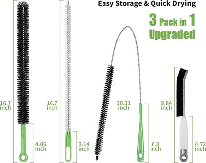 4pcs Flexible Cleaning Brush Set for Dryer Vents, Fridge Coils, HVAC Systems & Tight Spaces – Multi-Use Lint and Dust Remover with Crevice Brush and Detailing Tools