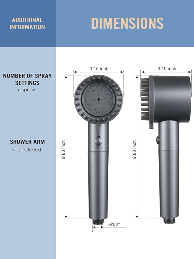 Cobbe Ion Drops Filtered Shower Head with Handheld, 4+1 Spray Mode Showerhead with Filters, Built-in Power Wash for Hard Water - Remove Chlorine - Reduces Dry Itchy Skin, Matte Gray