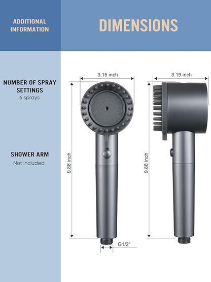 Cobbe Ion Drops Filtered Shower Head with Handheld, 4+1 Spray Mode Showerhead with Filters, Built-in Power Wash for Hard Water - Remove Chlorine - Reduces Dry Itchy Skin, Matte Gray