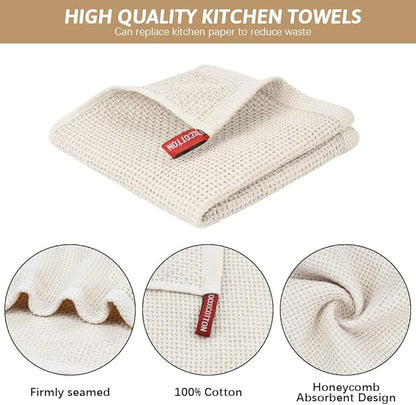 Niallant 12 Pack Cotton Kitchen Towels, Soft & Absorbent Dish Rags, 12x12 Inch