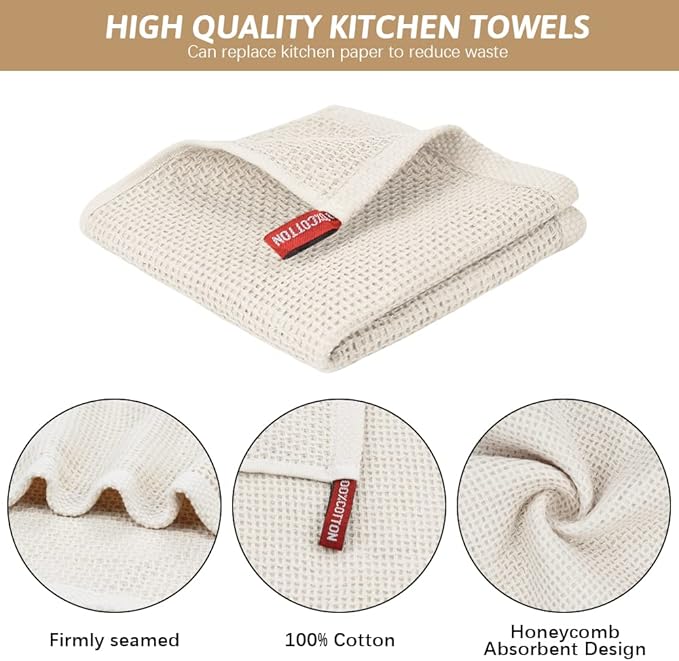 Nialnant 12 Pack Kitchen Dish Towels,100% Cotton Hand Towels for Kitchen, Extra Soft & Absorbent Dish Cloths for Washing Dishes,Cleaning Rags - 13x28in